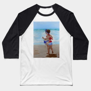 Beach Belle with Sunnies - Little Girl on Beach Baseball T-Shirt